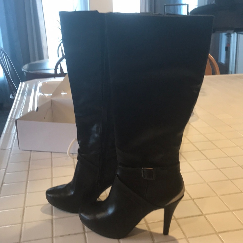 Tall boots, black leather